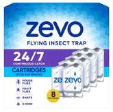 Zevo Indoor Fly Trap Refills Cartridges | Attracts & Traps Flying Insects with Light - 8 Refill Cartridges
